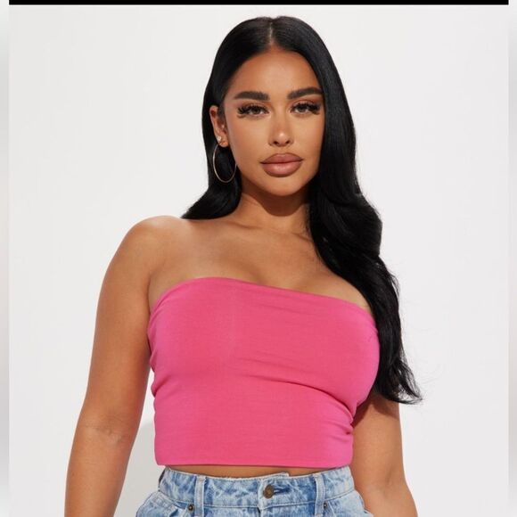Fashion Nova size 1X plus size dusty rose pink tube/ bandeau top - Picture 1 of 11